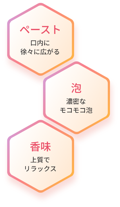 ペースト 口内に徐々に広がる 泡 濃密モコモコ泡 香味 上質でリラックス